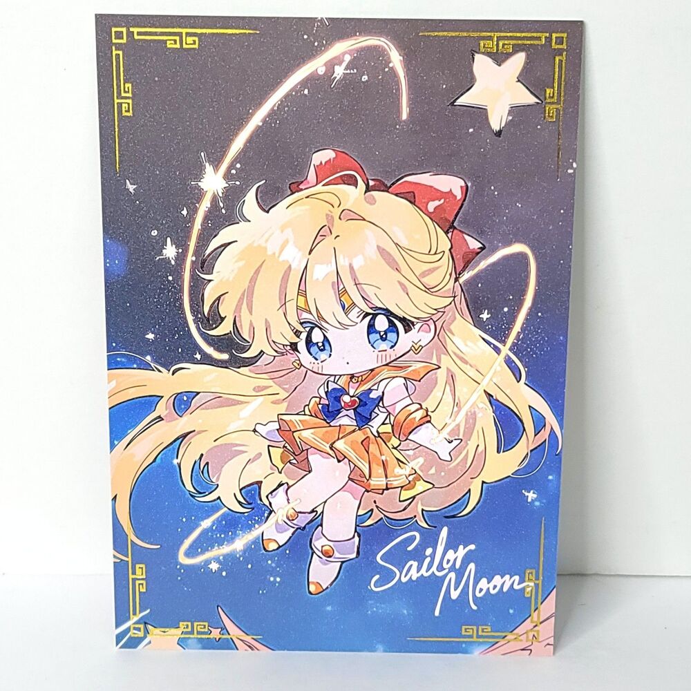 Sailor Moon Star Chibi Double Waifu Card Anime Girl Wall Art Oversized Board A5